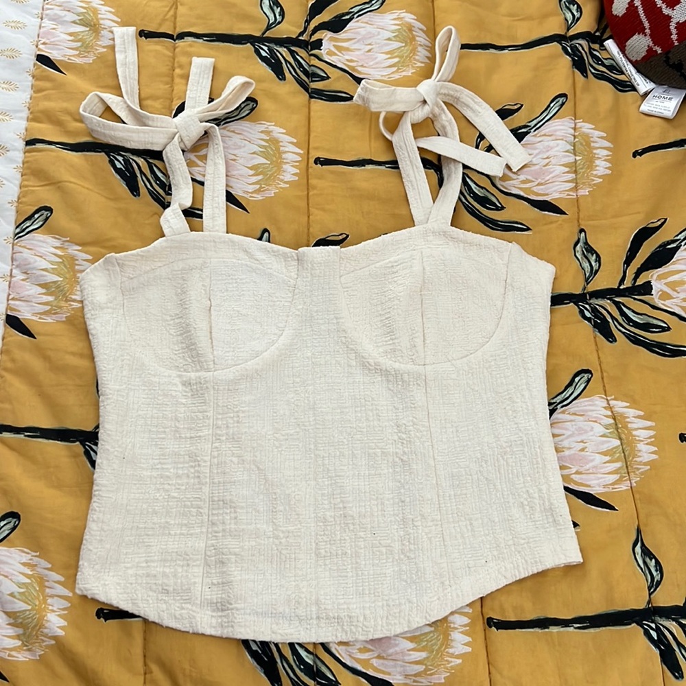 Anthropologie Maeve Corset Inspired Tie Tank